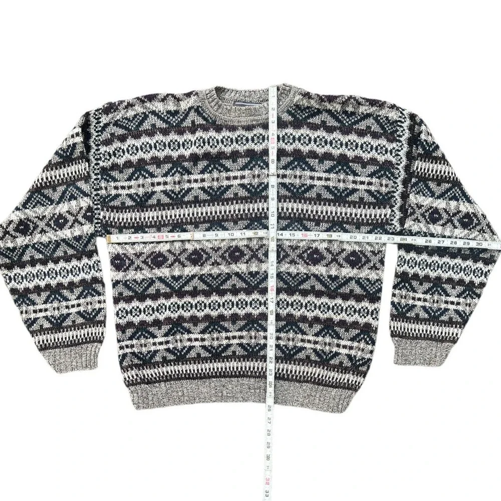 Vintage 90s Fair Isle Grandpa Sweater David Taylor - Size Large